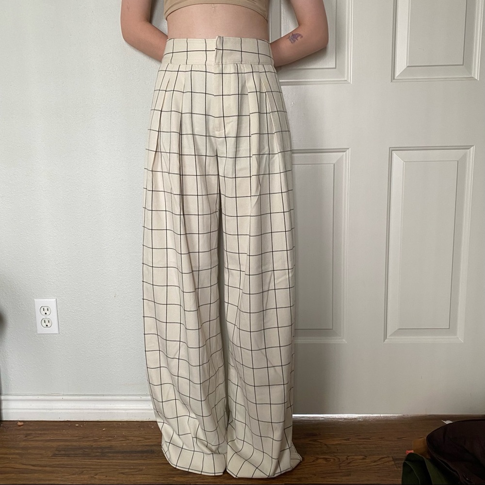 Joie Wide Leg Plaid Pants/Trousers